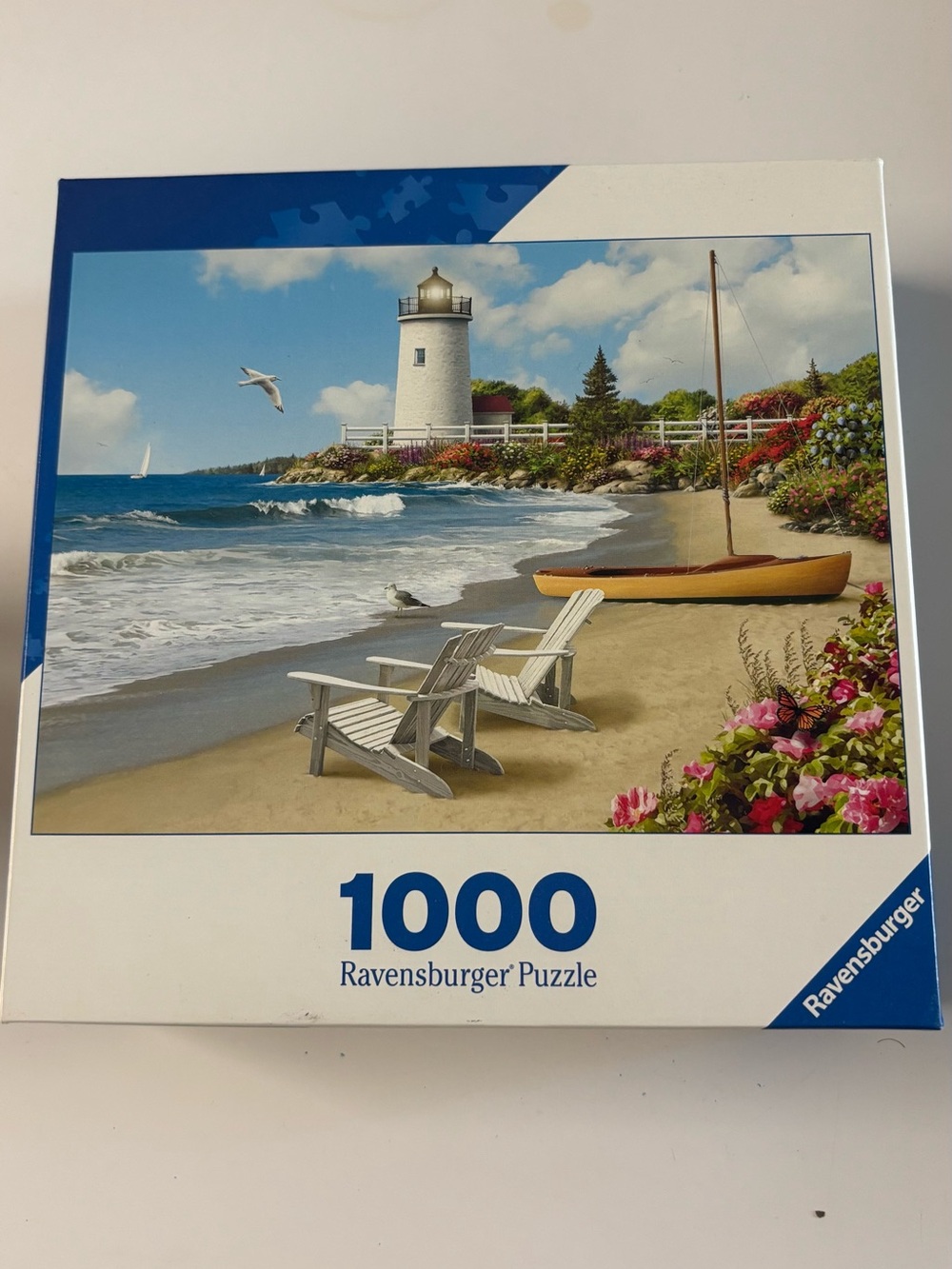 Ravensburger Coastal Lighthouse Puzzle - Blue, White, Tan, Green